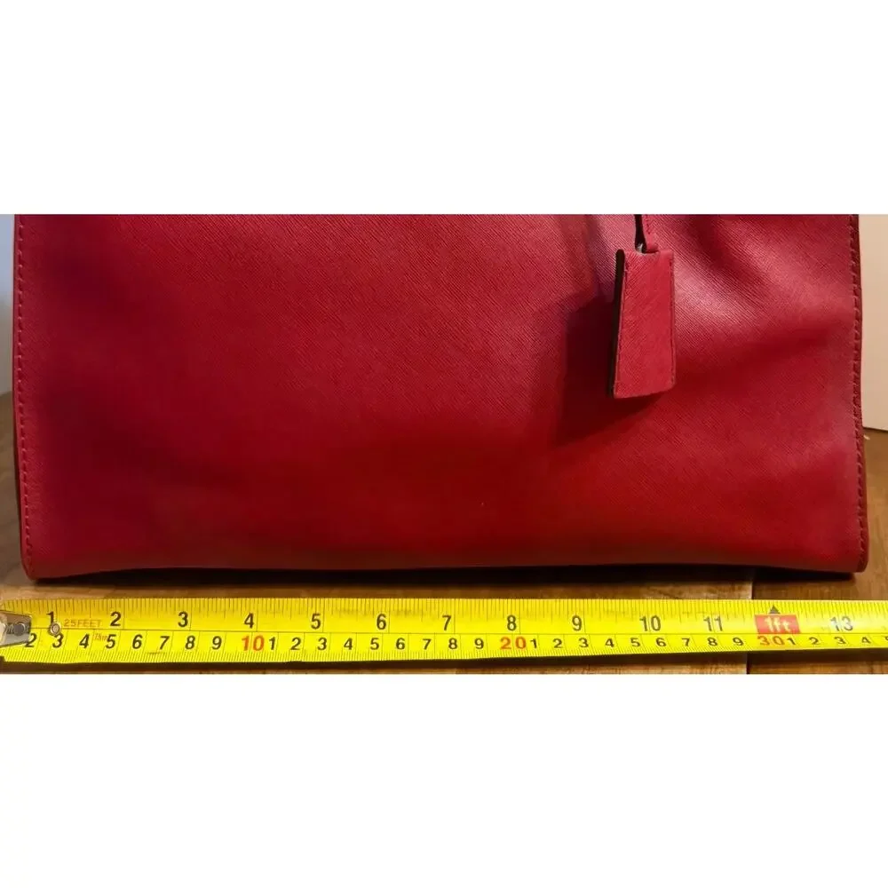 Michael Kors Hamilton Bag In Red Leather With Silver Accents And Key Lock